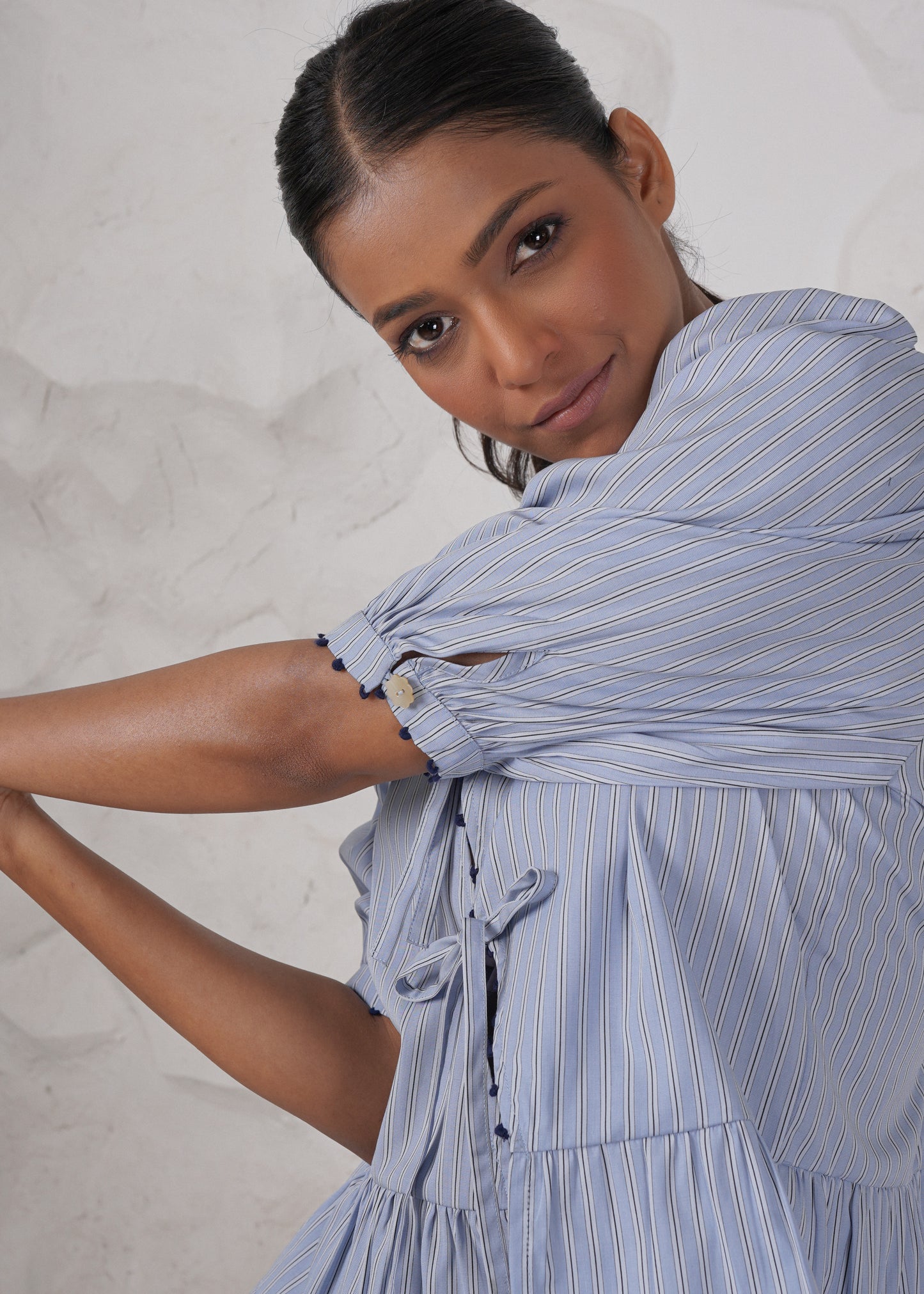 Lily Asymmetric Peplum Tie Blouse