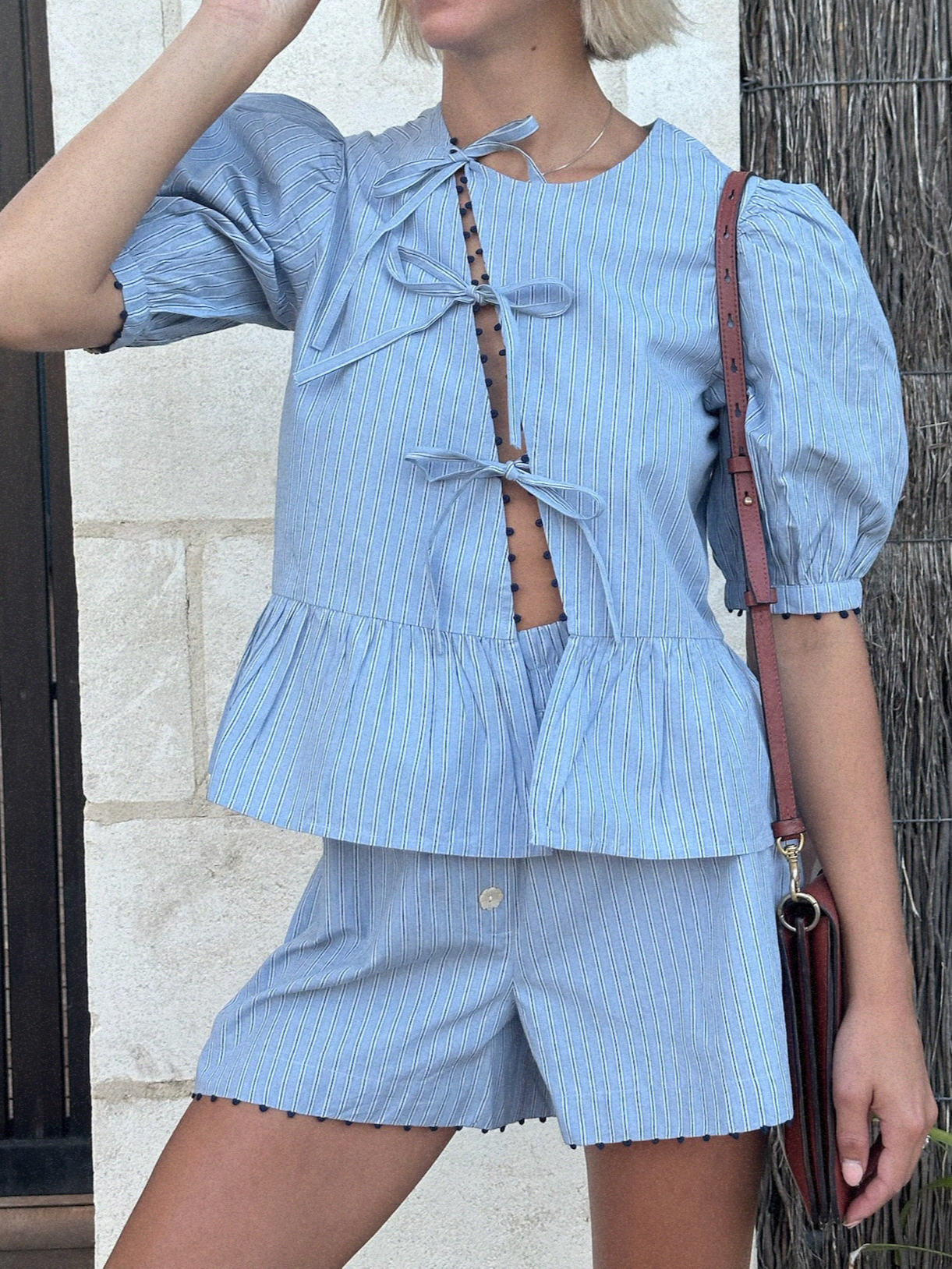 Lily Asymmetric Peplum Tie Blouse