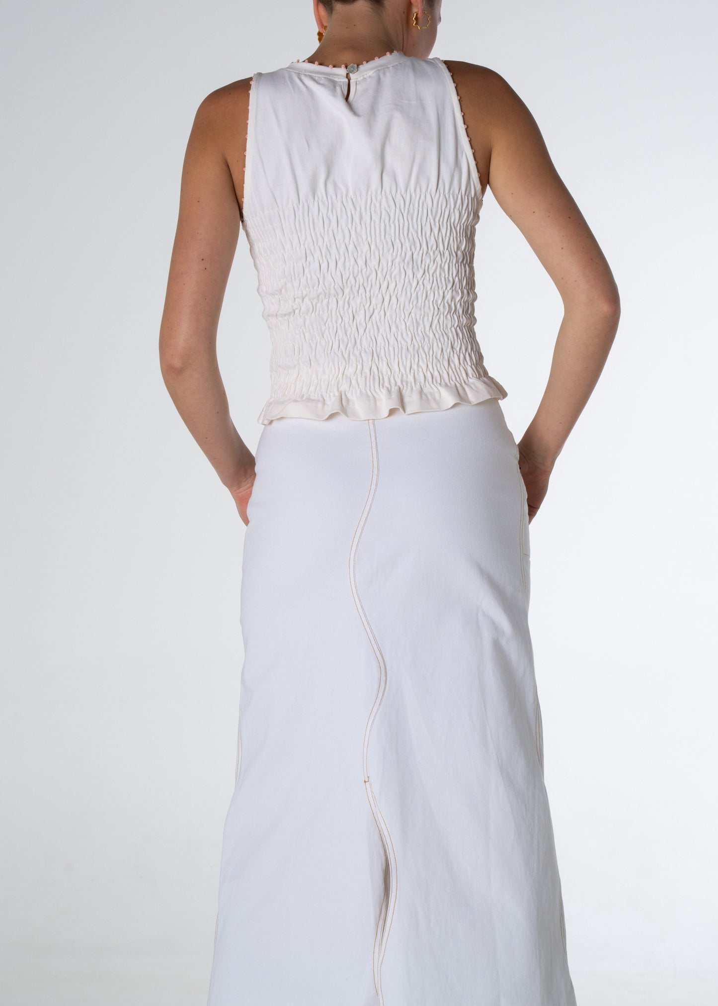 Wave Denim Skirt (Ivory)