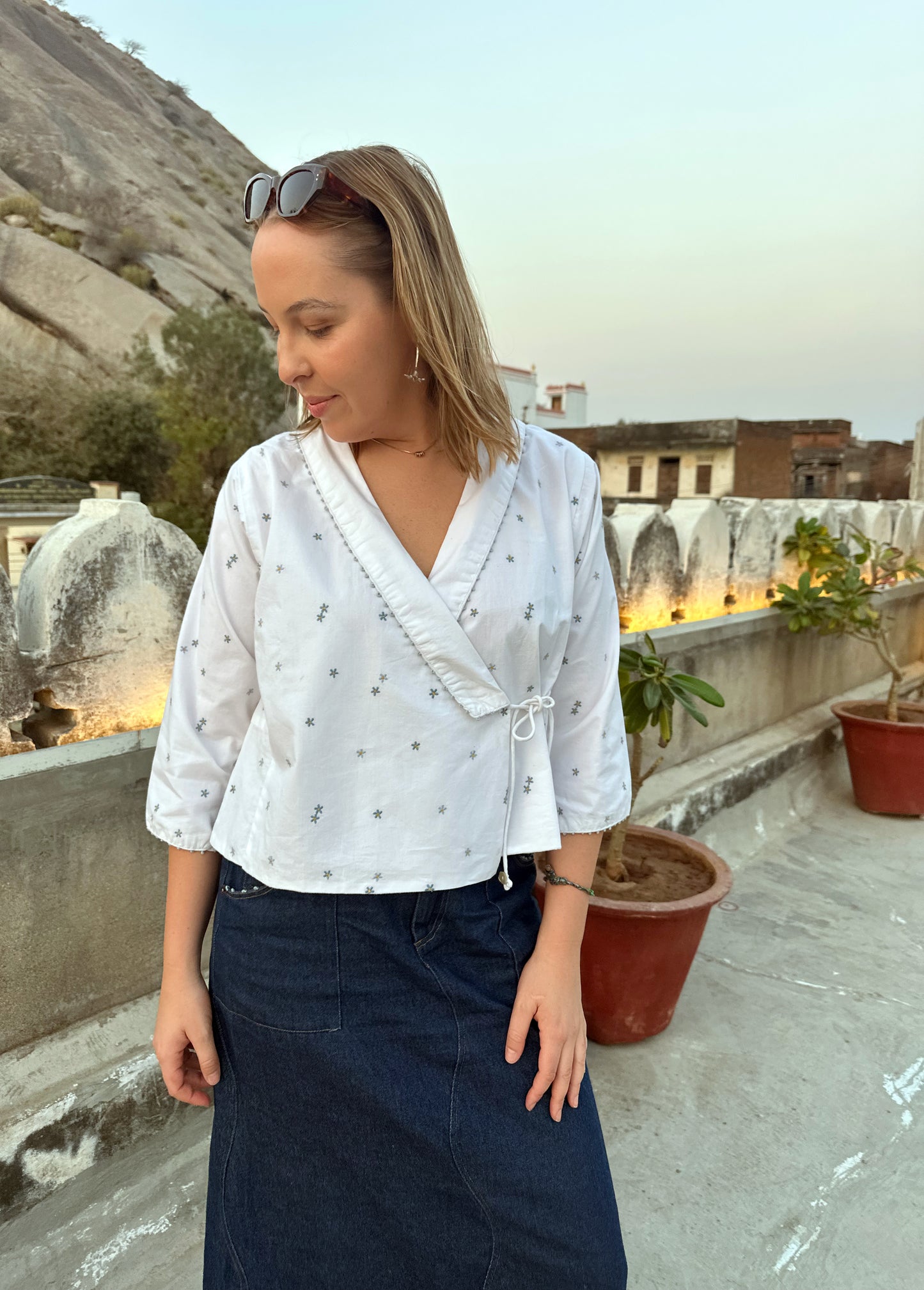 Wrap Top - Blue Bell Ditsy