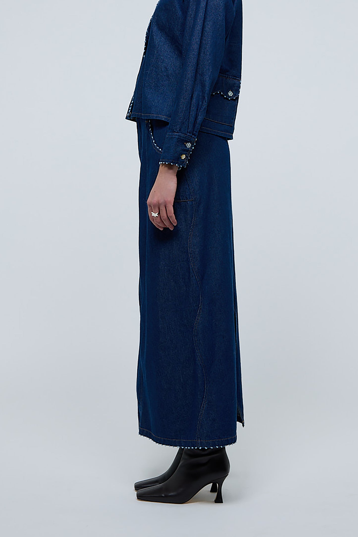 Wave Denim Skirt