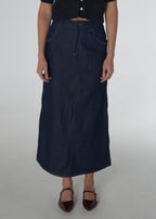 Wave Denim Skirt - Denim