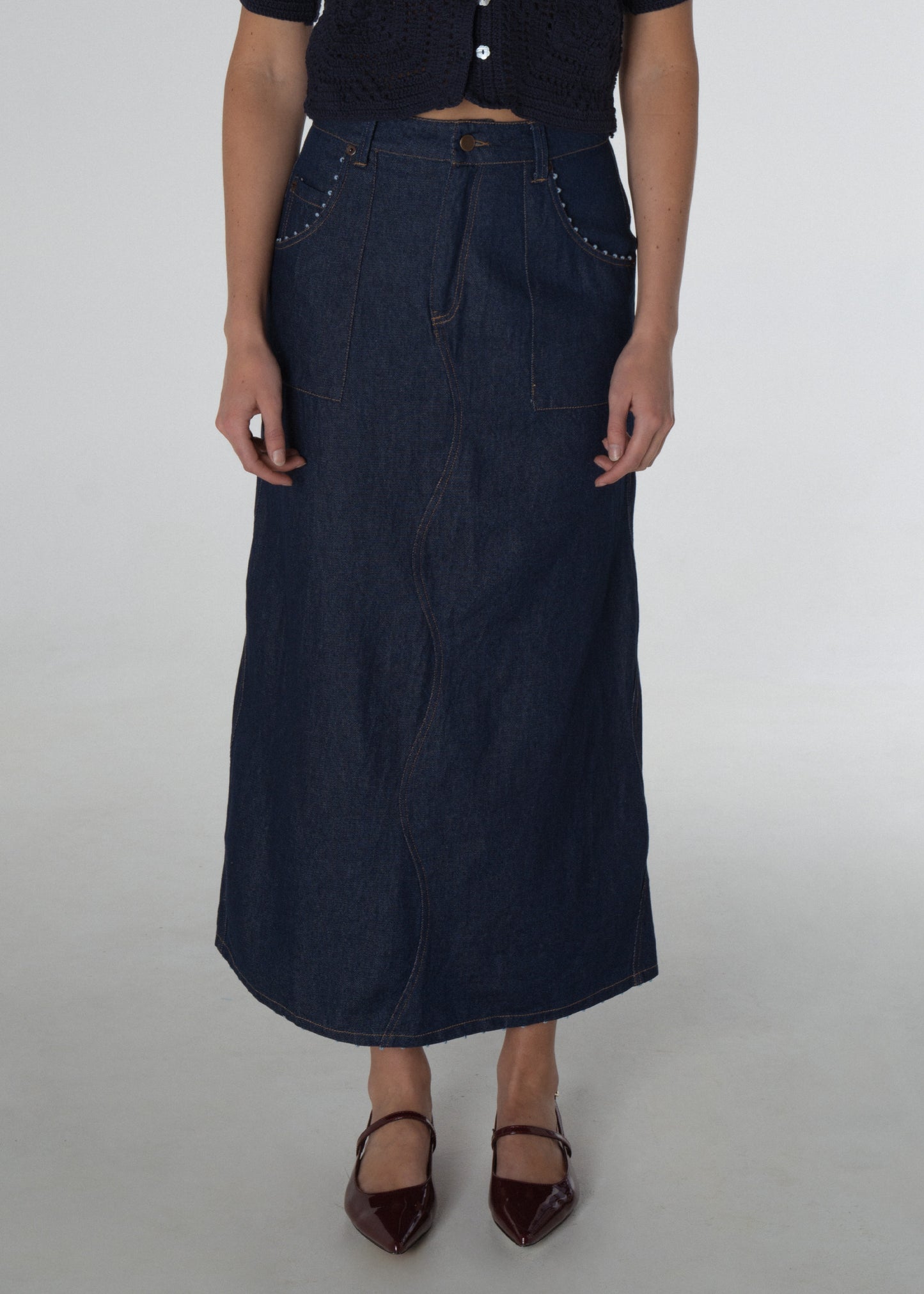 Wave Denim Skirt