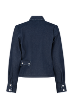 Say the Label Wave Denim Jacket, back view showing the cropped silhouette and cuff detail