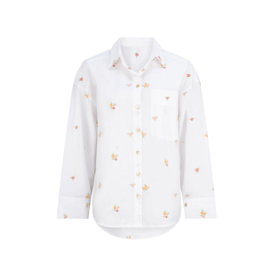 Ditsy Embroidered Shirt - Sherbet