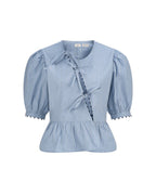 Lily Asymmetric Peplum Tie Blouse