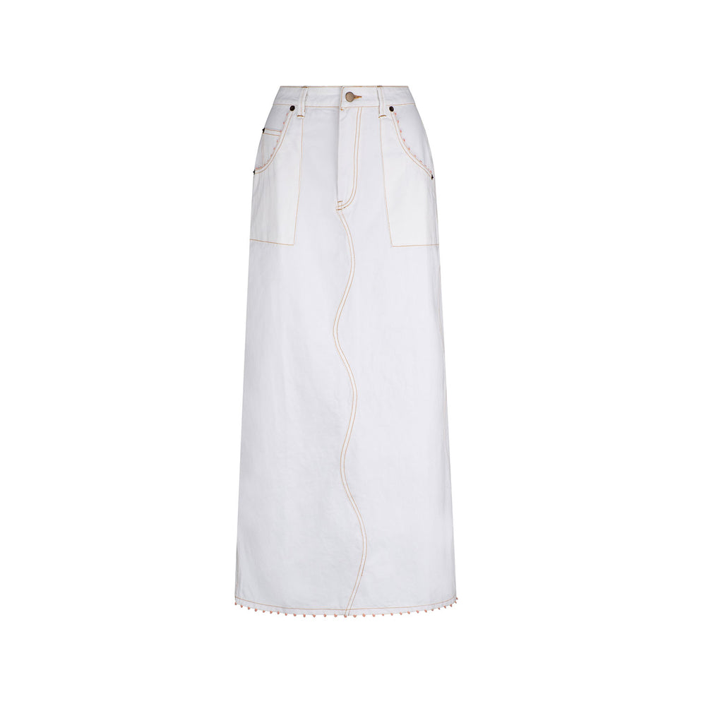 Wave Denim Skirt (Ivory)