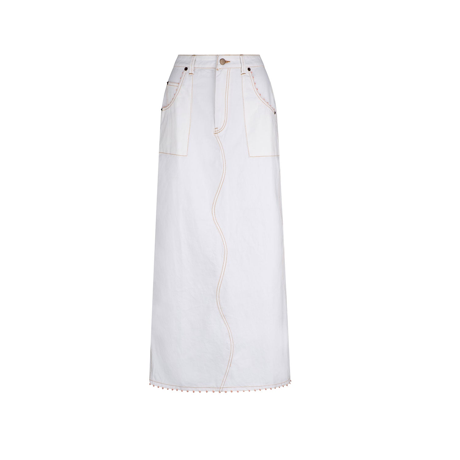 Wave Denim Skirt (Ivory)