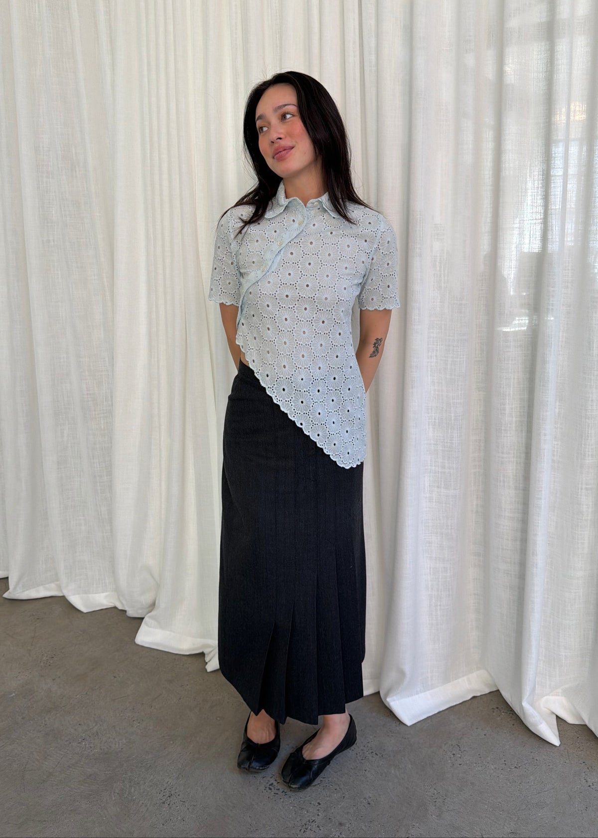 Daisy Asymmetric Top - Powder Blue