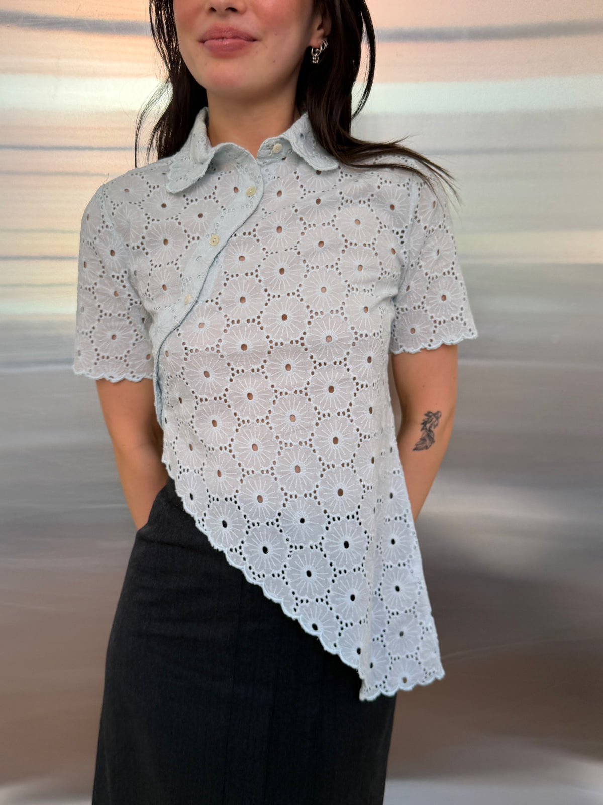 Daisy Asymmetric Top - Powder Blue