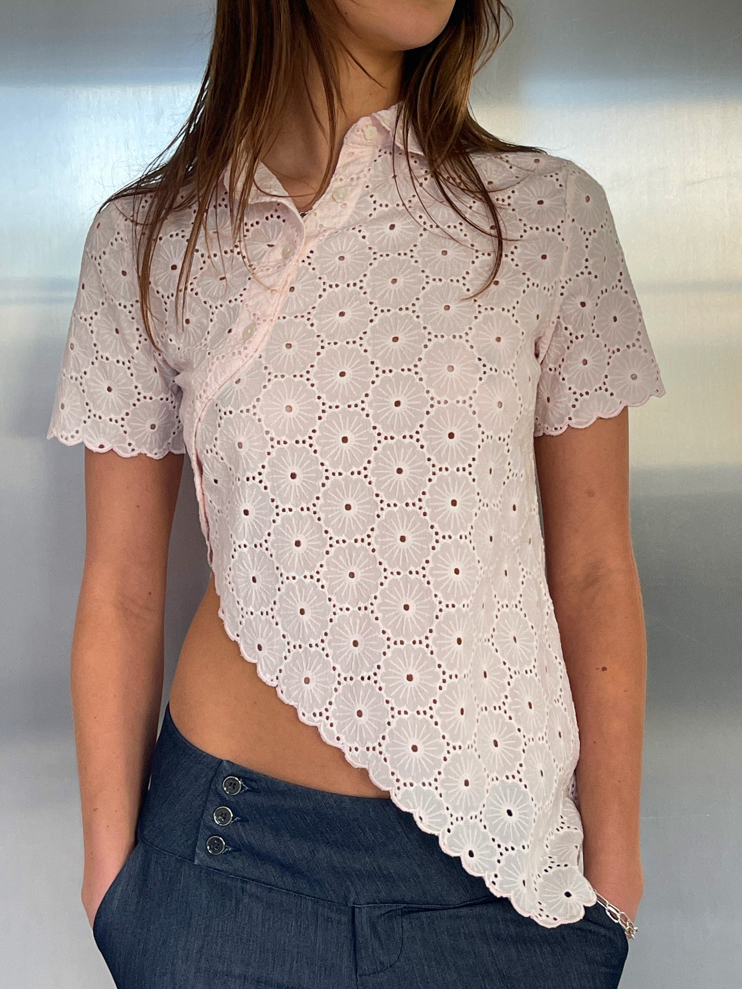 Daisy Asymmetric Top - Blush Pink
