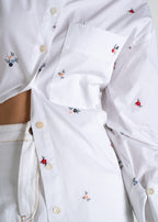 Ditsy Embroidered Shirt - White