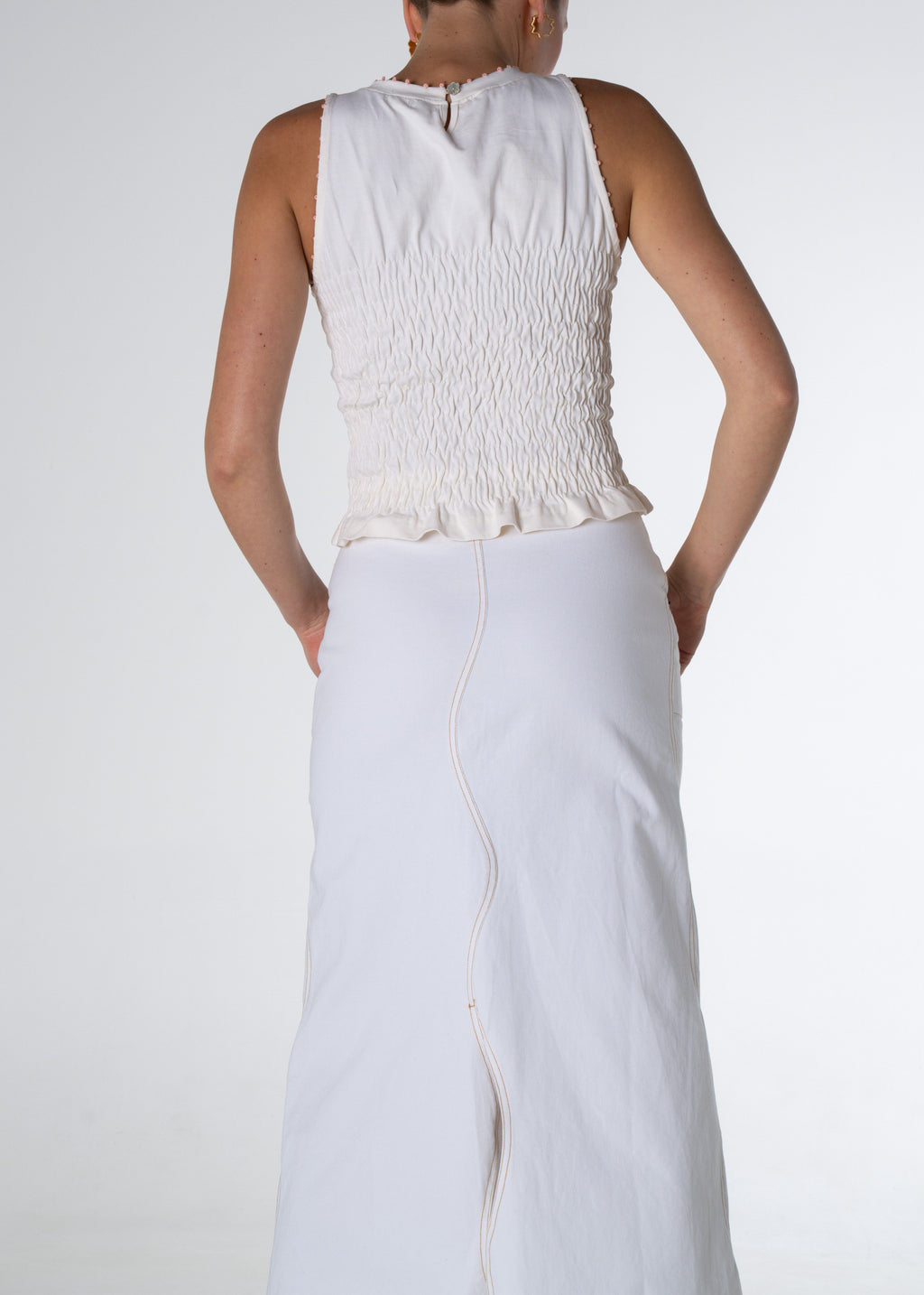 Wave Denim Skirt (Ivory)