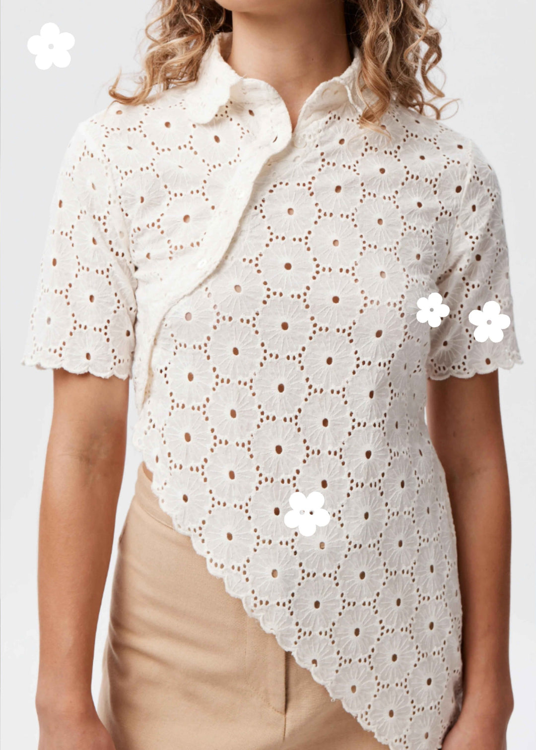 The Daisy Asymmetric Top in Noir, Ivory and Chocolate