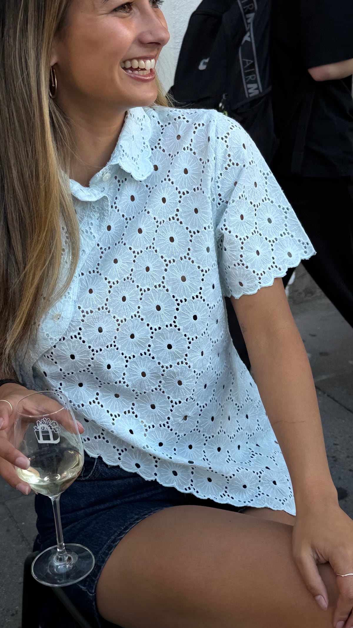 Daisy Asymmetric Top - Powder Blue