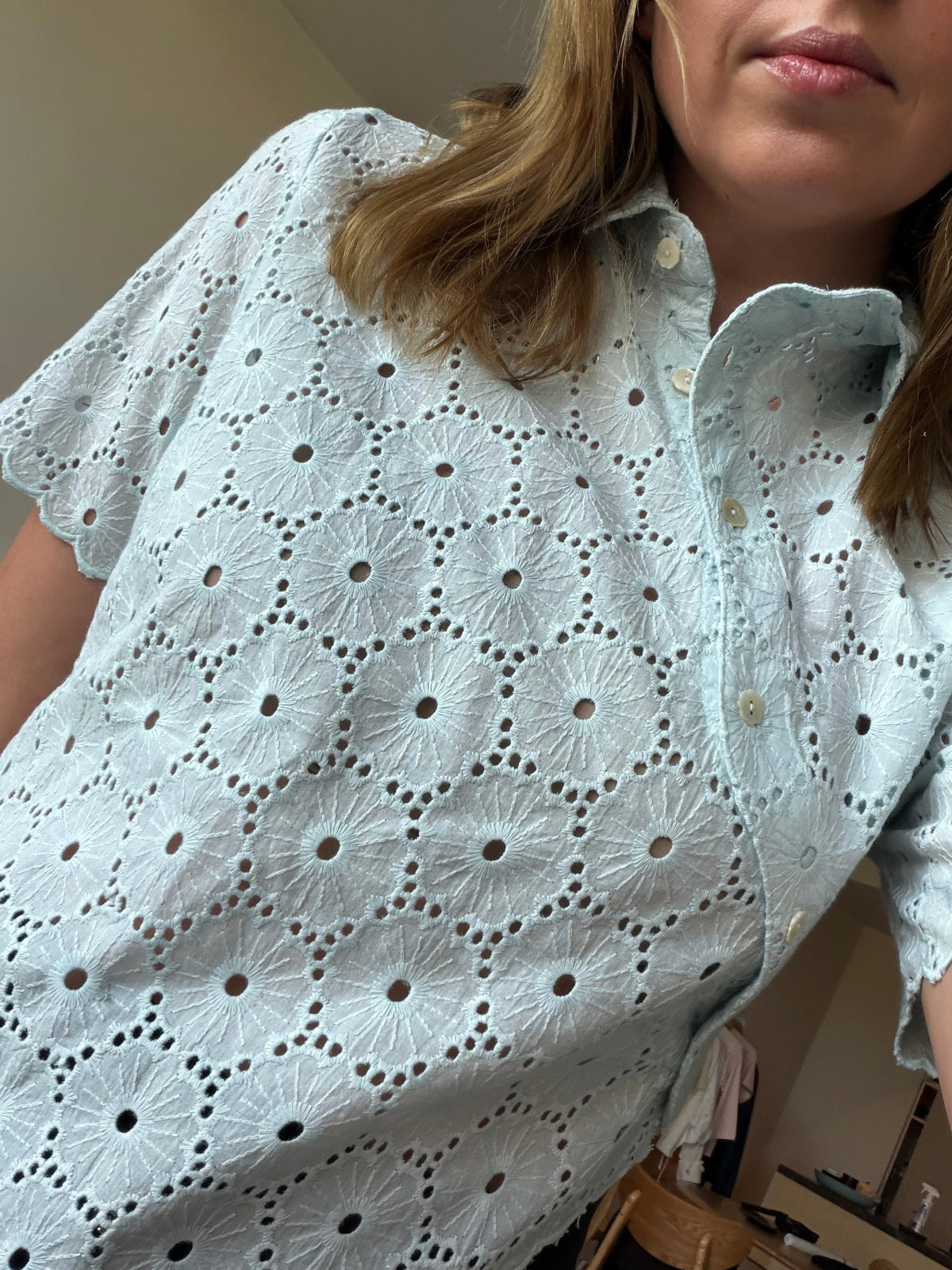 Daisy Asymmetric Top - Powder Blue