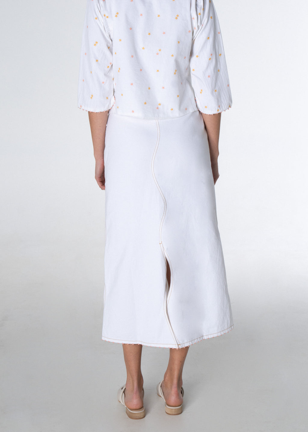 Wave Denim Skirt (Ivory)