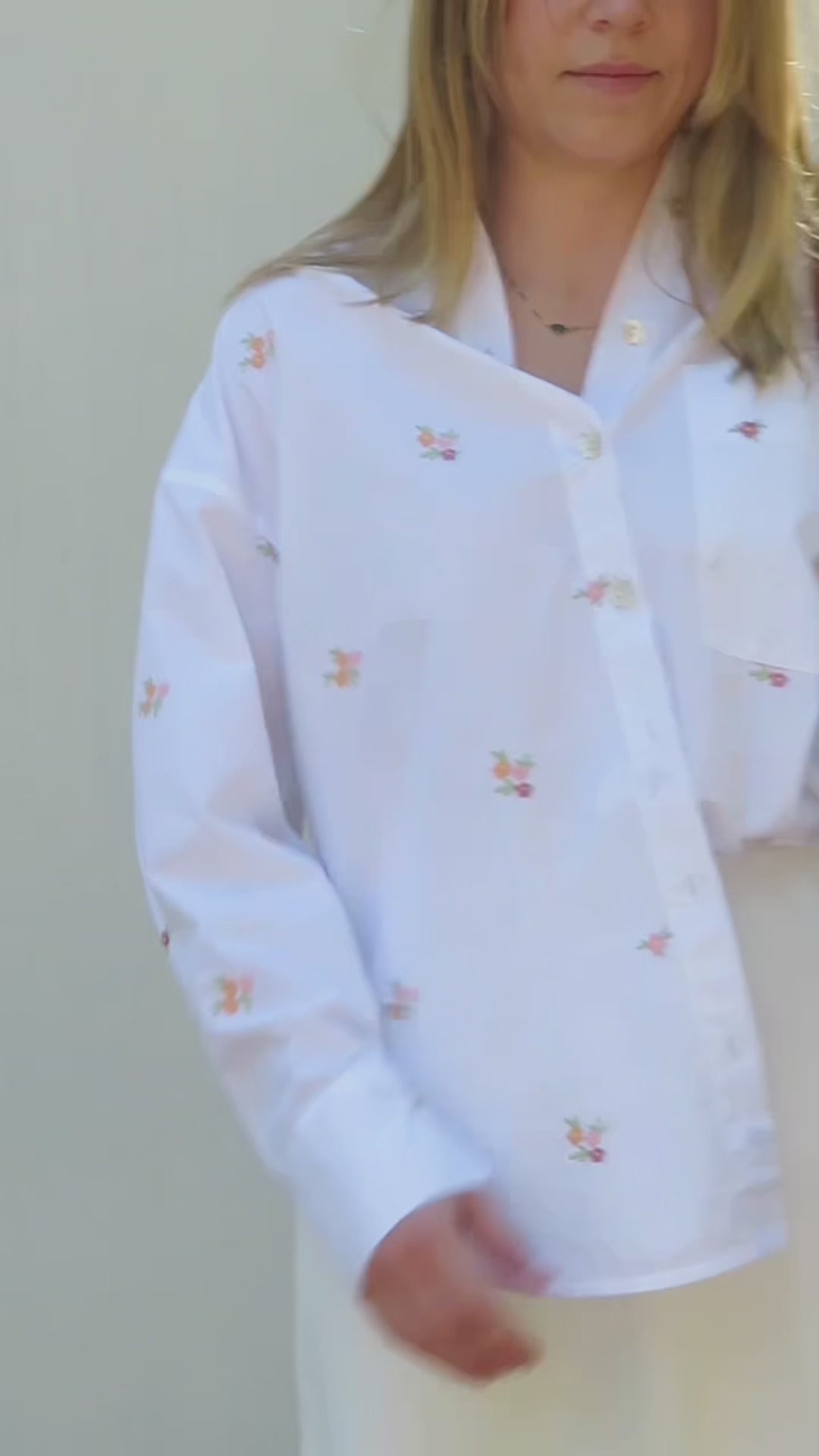 Ditsy Embroidered Shirt - Sherbet