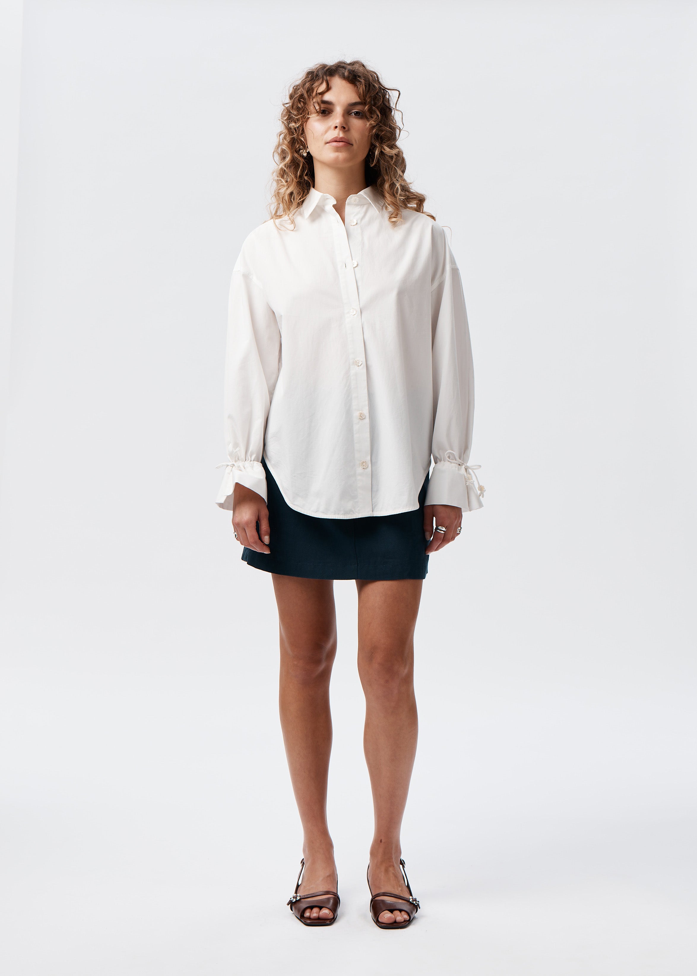 Say the Label Peggy Shirt Ivory Cotton Poplin Women's Shirt Australia