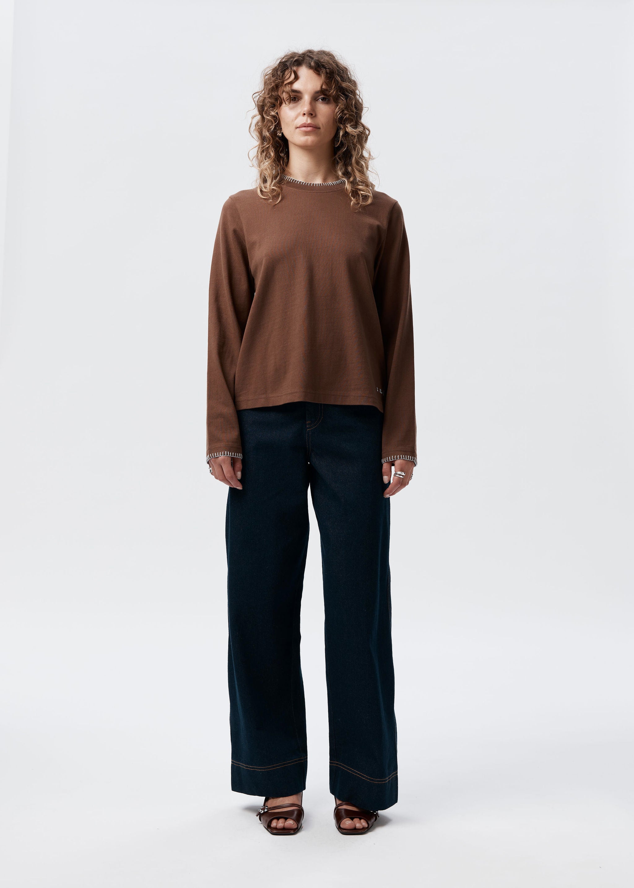 Say the Label Signature Long Sleeve Chocolate 400gsm Cotton Women's Top Australia