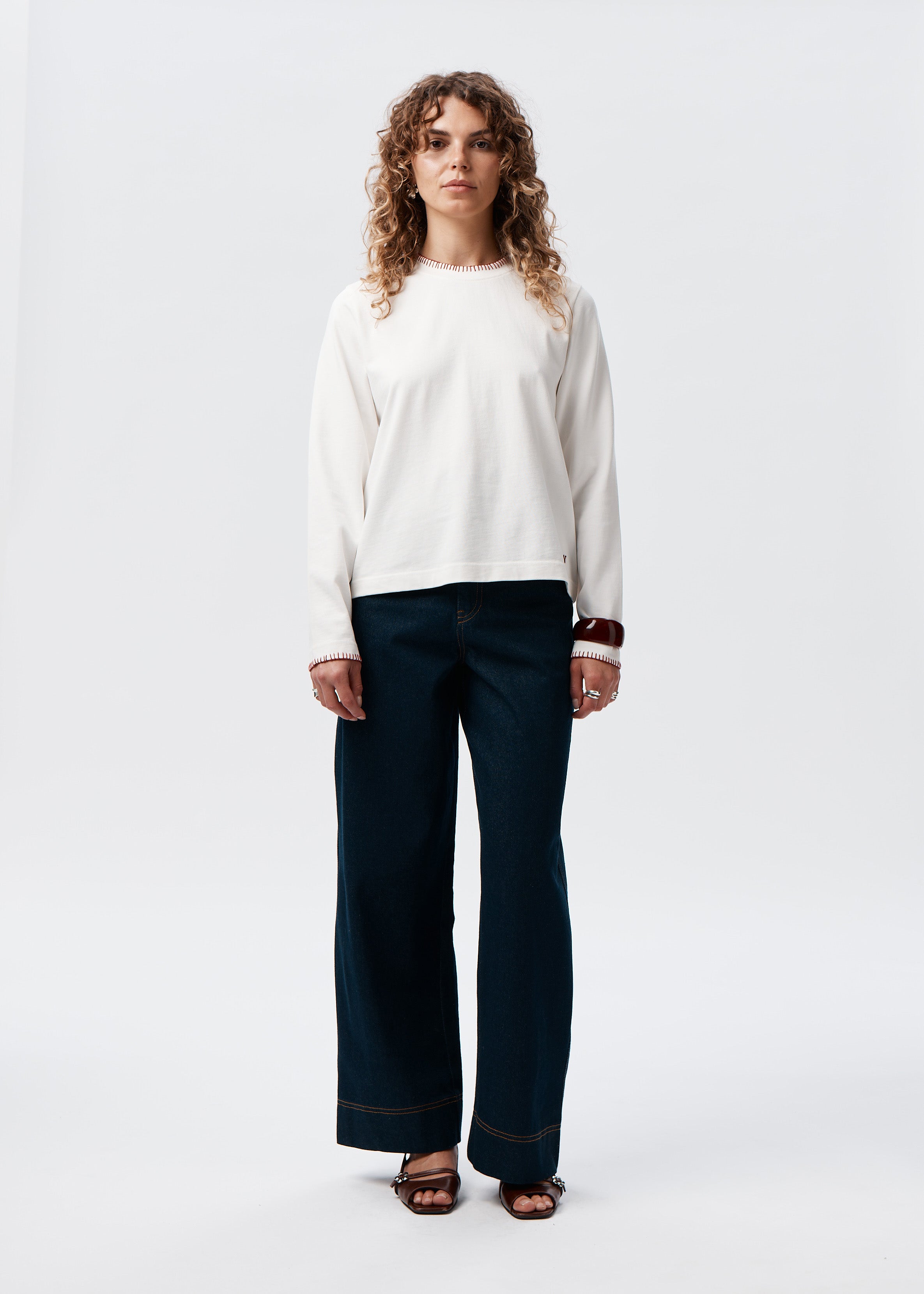 Say the Label Signature Long Sleeve Ivory 400gsm Cotton Women's Top Australia