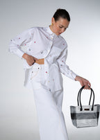 Ditsy Embroidered Shirt - White