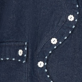 A denim pocket with hand stitching